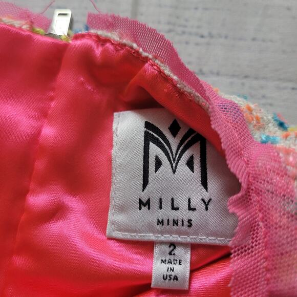 Milly Minis Size 2 Neon Confetti Knit Dress Kids Party Bright Colorful - Picture 5 of 7